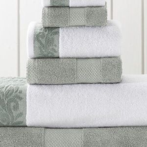 NEW BEAUTIFUL JACQUARD TASSELED 6 PIECE TOWEL SET